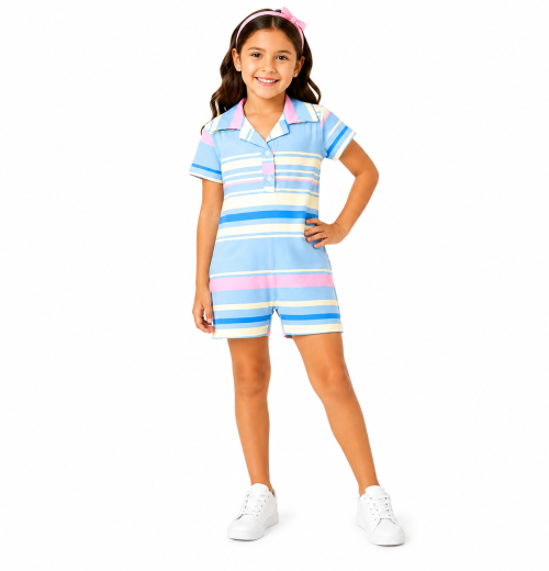 Girls Summer Stripe Playsuit (4-14Y)