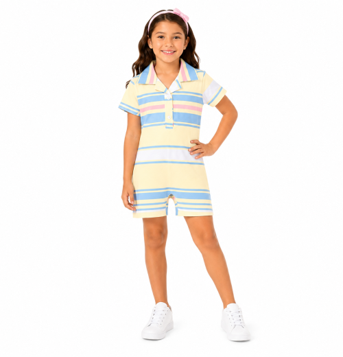 Girls Summer Stripe Playsuit (4-14Y)