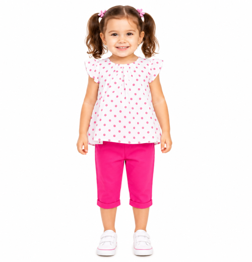 Girls 2pc Polka Dot Top & Three Quarter Shorts Set (2-5y)