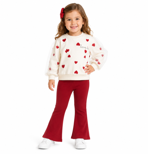 Girls 2pc Heart Top & Bottoms Set (2-5Y)