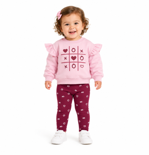 Baby Girls 2pc Noughts & Crosses Top & Bottoms Set (9-24M)