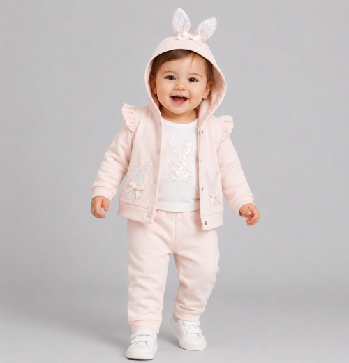 Baby Girls 3pc Sequins Bow Bunny Set (3-12m)