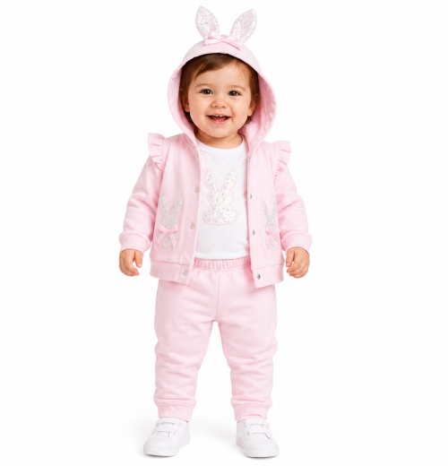 Baby Girls 3pc Sequins Bow Bunny Set (3-12m)