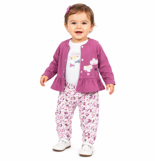 Baby Girls 3pc Floral Top, Vest & Bottoms Set (3-12m)