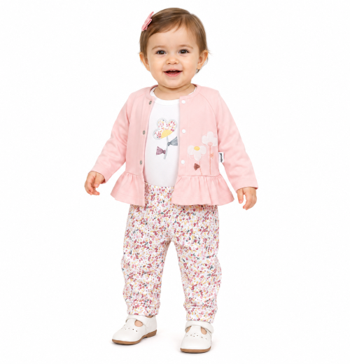 Baby Girls 3pc Floral Top, Vest & Bottoms Set (3-12m)