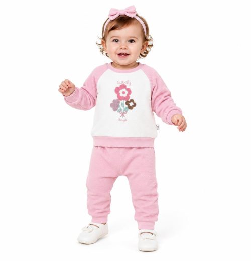 Baby Girls 2pc Floral Embroidered Top & Bottoms Set (9-24M)