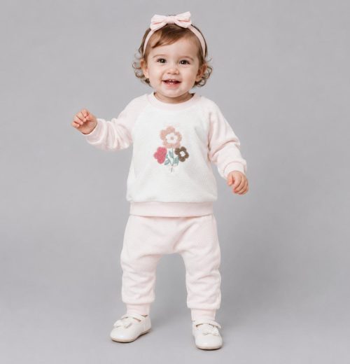Baby Girls 2pc Floral Embroidered Top & Bottoms Set (9-24M)