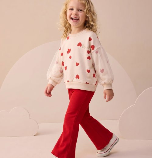 Girls 2pc ‘love’ Heart Top & Bottoms Set (2-5Y)