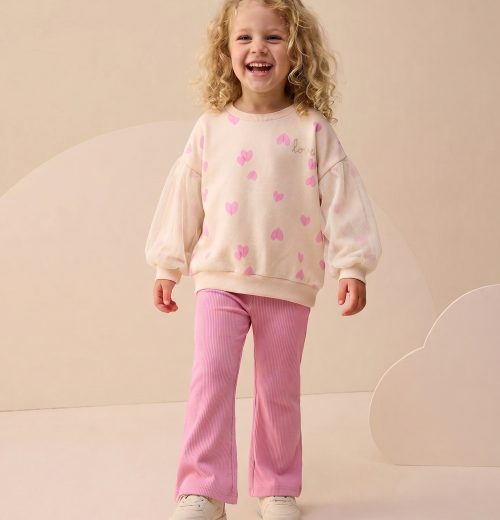 Girls 2pc ‘love’ Heart Top & Bottoms Set (2-5Y)