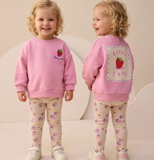 Baby Girls 2pc Strawberry Print Top & Bottoms Set (9-24m)