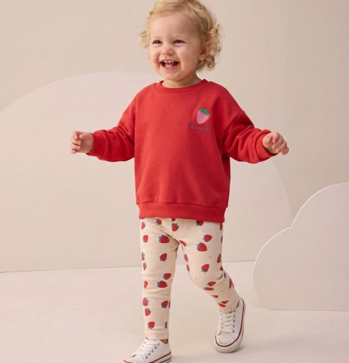 Baby Girls 2pc Strawberry Print Top & Bottoms Set (9-24m)