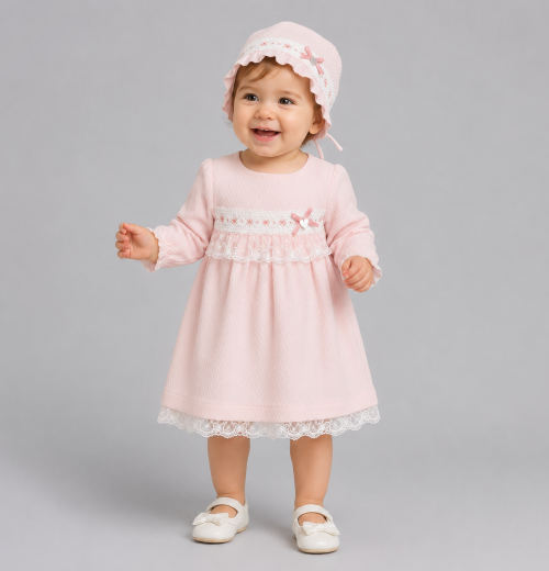 Baby Girls Spanish Lace Dress & Bonnet Set (3-18m)