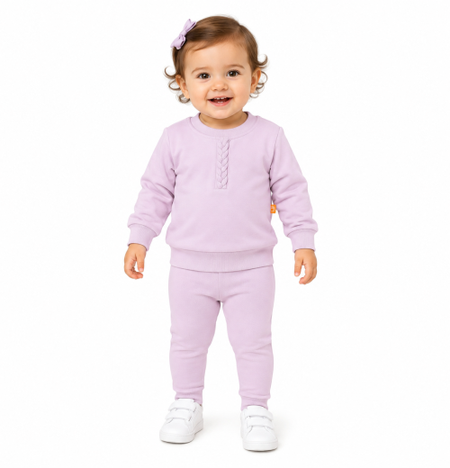 Baby Girl 2-Pc Braided Cable Detail Sweatshirt & Legging Set(9-24 M)