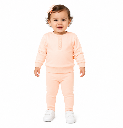Baby Girl 2-Pc Braided Cable Detail Sweatshirt & Legging Set(9-24 M)