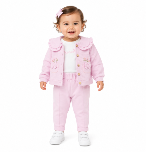 Baby Girl 3-Pc Floral Jacket, Top& Trouser Set (9-24M)