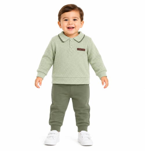 Baby Boys 2-Pc Textured Polo Top & Jogger Set (9-24M)