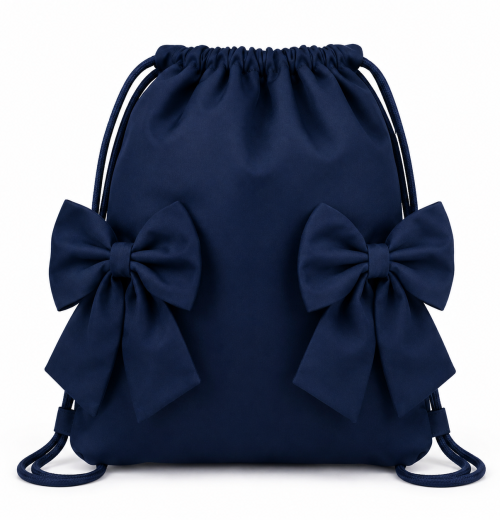 Navy School Double Bow Bag