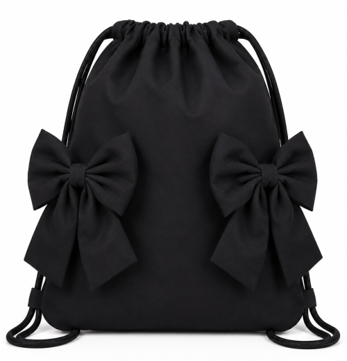 Black School Double Bow Bag