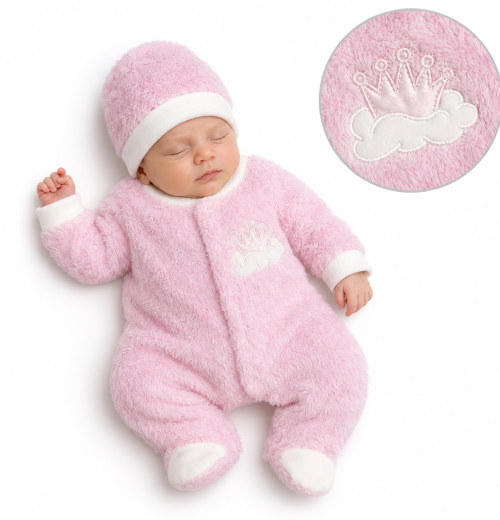 Baby Girls 2pc Crown Romper & Hat Set (0-9m)