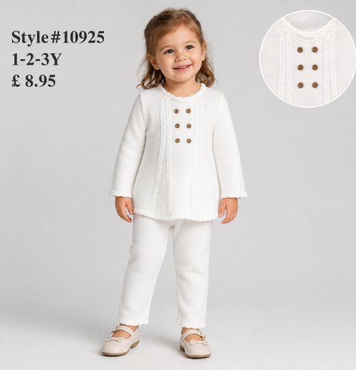 Girls 2pc Knitted Button Top & Bottoms Set (1-3y)