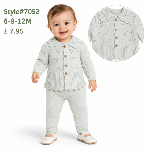Baby Girls 2pc Knitted Heart Top & Bottoms Set (6-12m)
