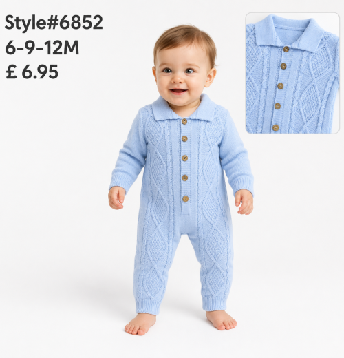 Baby Boys All in One Button Knitted Romper (6-12m)