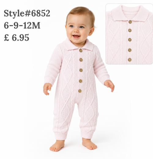 Baby Girls All in One Button Knitted Romper (6-12m)