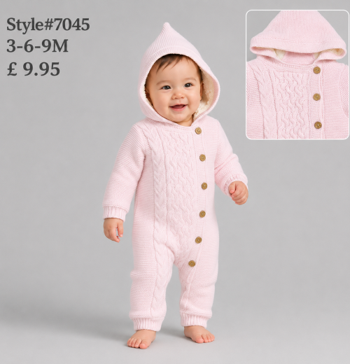 Baby Girls All in One Knitted Sherpa Lined Romper (3-9m)