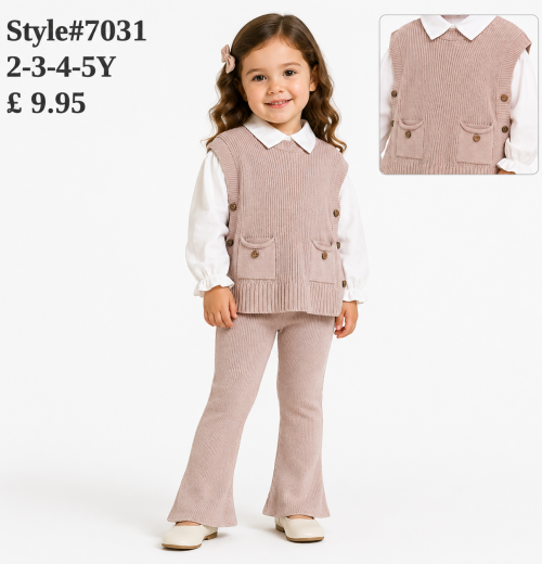 Girls Knitted Top & Flare Trousers Set (2-5y)