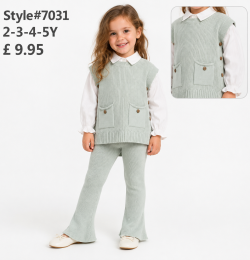 Girls Knitted Top & Flare Trousers Set (2-5y)