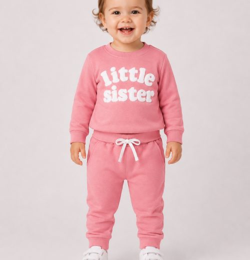 Baby Girls 2pc 'little sister' Tracksuit (0-36m)
