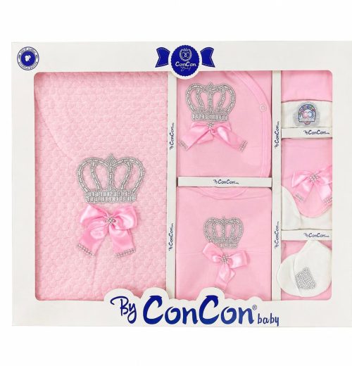 Baby Girls 10pc Crown Gift Set with Hat, Mittens & Blanket (0-3m)