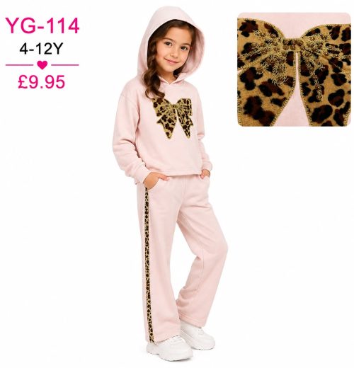 Girls 2pc Butterfly Sequins Hooded Top & Bottoms Set (4-12y)