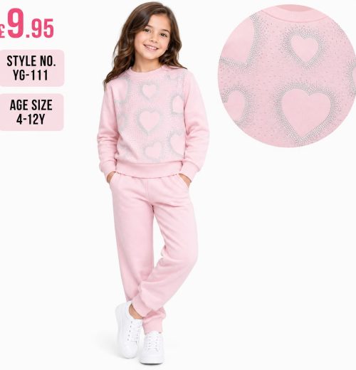 Girls 2pc Heart Sequins Top & Bottoms Set (4-12y)