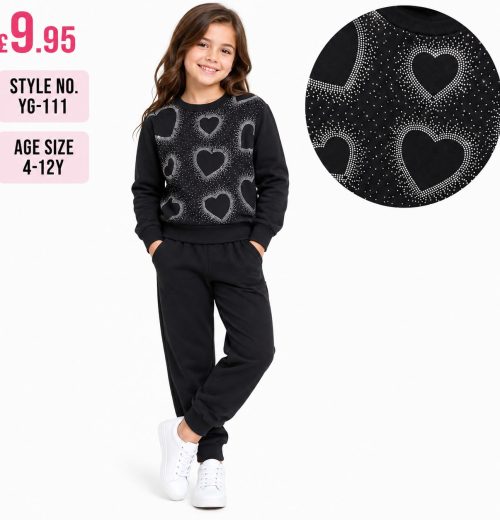 Girls 2pc Heart Sequins Top & Bottoms Set (4-12y)