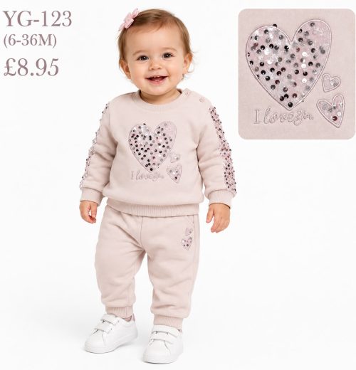 Baby Girls 2pc Sequins Heart Top & Bottoms Set (6-36m)