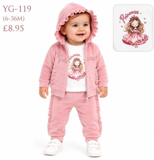 Baby Girls 3pc Princess Ruffle Top & Bottoms Set (6-36m)