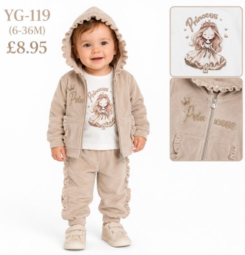 Baby Girls 3pc Princess Ruffle Top & Bottoms Set (6-36m)