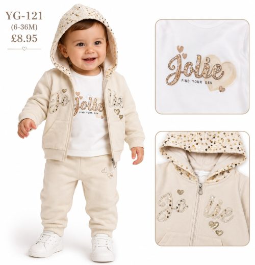 Baby Girls 3pc Sequins Heart Top & Bottoms Set (6-36m)