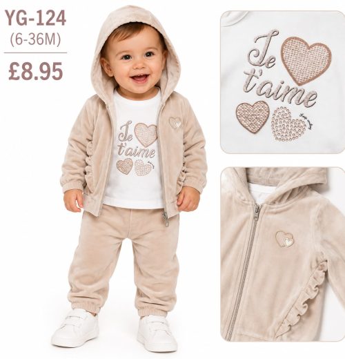 Baby Girls 3pc Ruffle Diamante Top & Bottoms Set (6-36m)