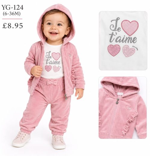 Baby Girls 3pc Ruffle Diamante Top & Bottoms Set (6-36m)