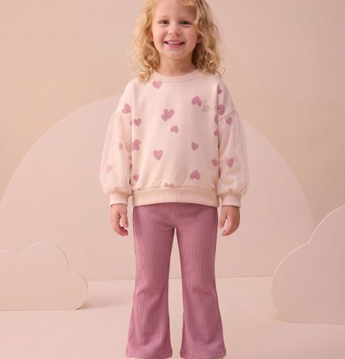 Girls 2pc ‘love’ Heart Top & Bottoms Set (2-5Y)