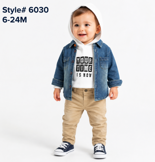 Baby Boys 3pc Denim Jacket, Hooded Top & Chinos Set (6-24m)