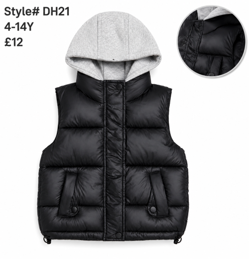Boys Quilted Fleece Hood Gilet (4-14y)