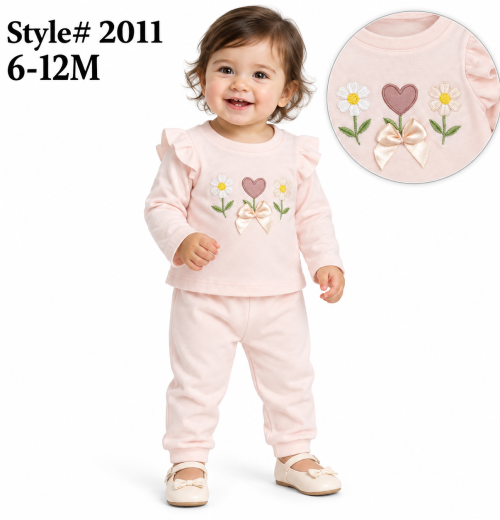 Baby Girls 2pc Floral Ruffle Top & Bottoms Set (6-12m)