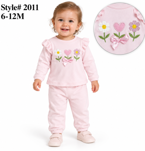 Baby Girls 2pc Floral Ruffle Top & Bottoms Set (6-12m)