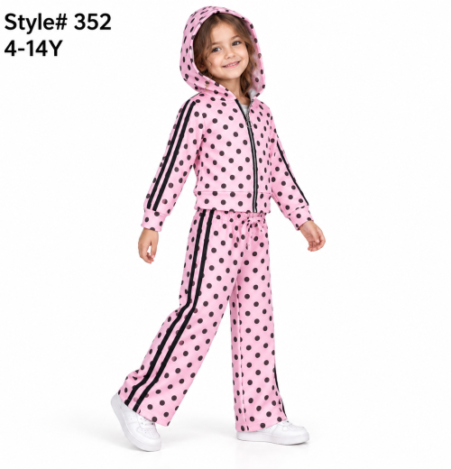 Girls 2pc Polka Dot Hooded Tracksuit (4-14y)