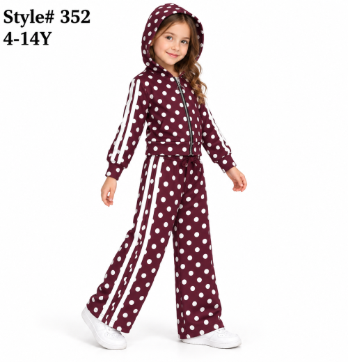 Girls 2pc Polka Dot Hooded Tracksuit (4-14y)