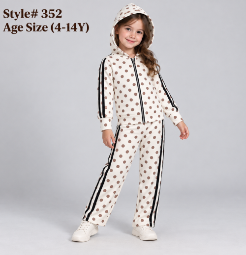 Girls 2pc Polka Dot Hooded Tracksuit (4-14y)