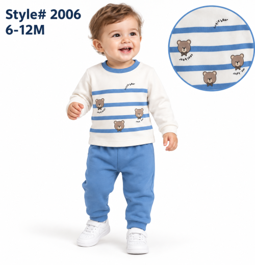Baby Boys 2pc Teddy Top & Bottoms Set (6-12m)